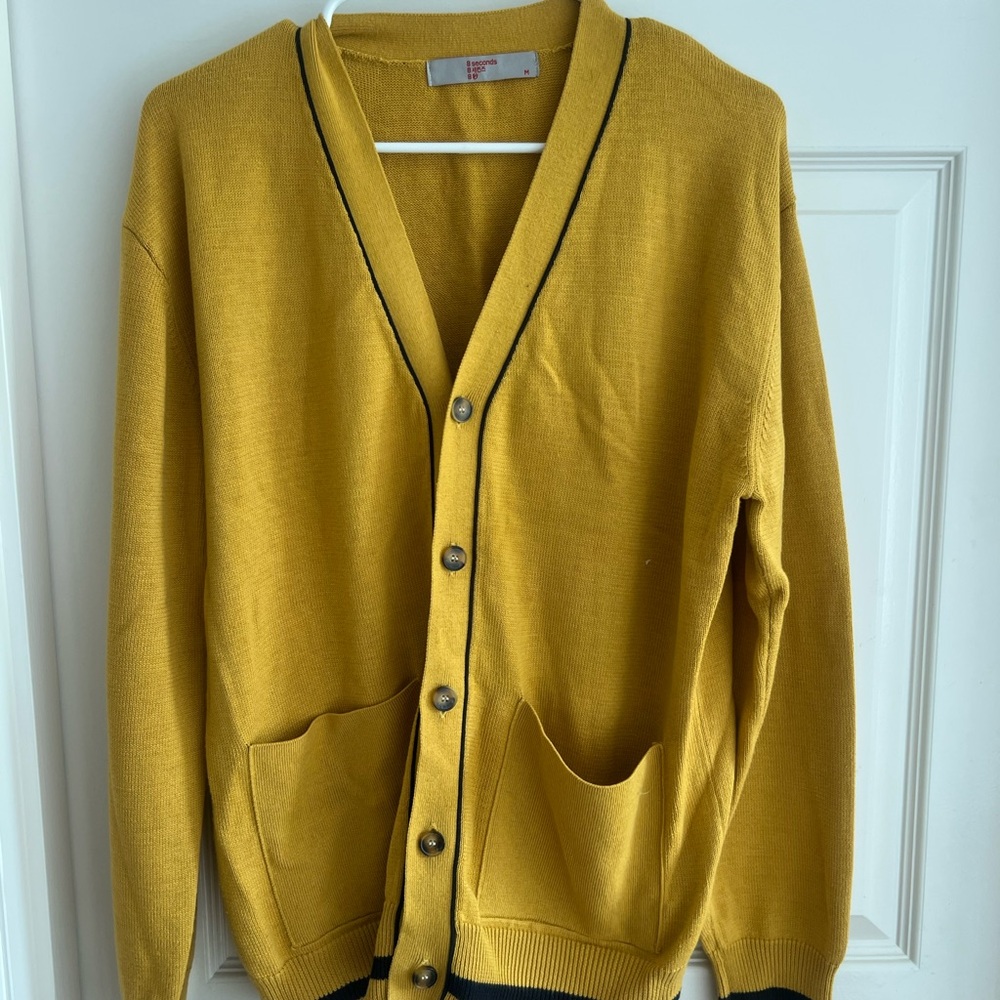 Men's Mustard Cardigan Sweater